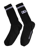 Dolce & Gabbana Black Cotton Logo Mid Calf Men Socks